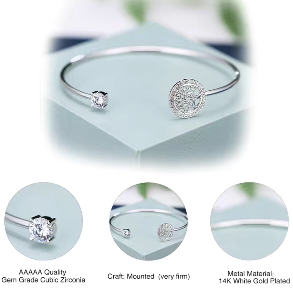 LAST ONE! Tree of Life - White 14K Gold Adjustable Bracelet Tree Of Life - Picture 8 of 10